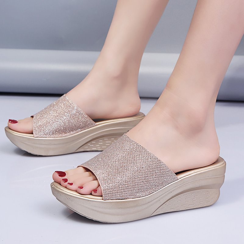 Casual Slip On Sequins Large Slippers For Women In Summer-PABIUYOU- Women's Fashion Leader