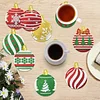 10Pcs Diamond Painting Wooden Christmas Ball Coaster Diamond Art Kit w/ Holder No-Slip Decor
