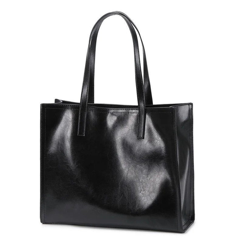 Oil wax retro contrast leather hand-held One Shoulder Messenger Bag