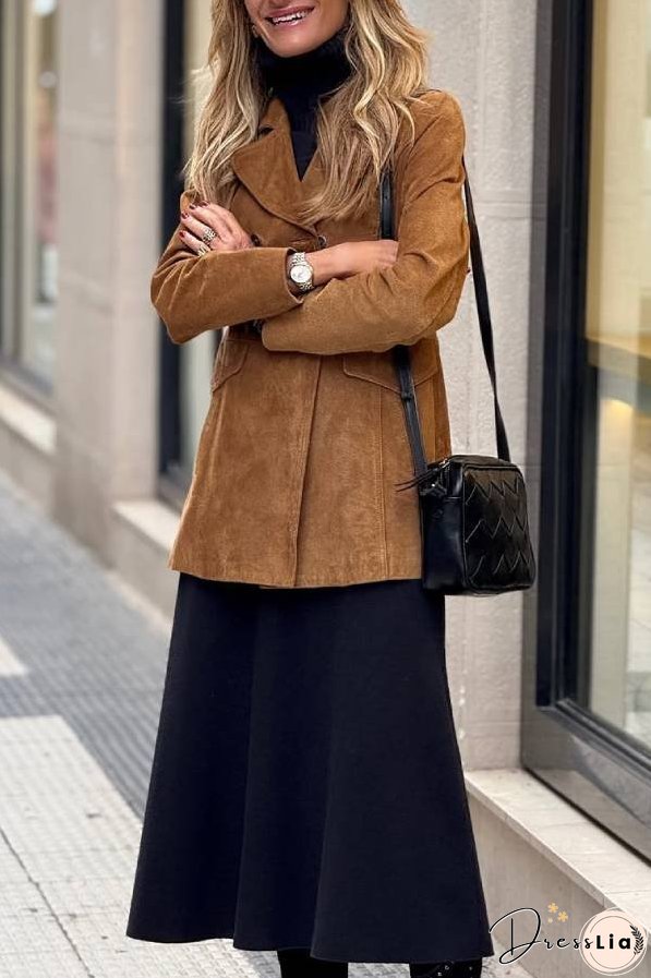 Vintage Brown Women's Suede Trench Coat
