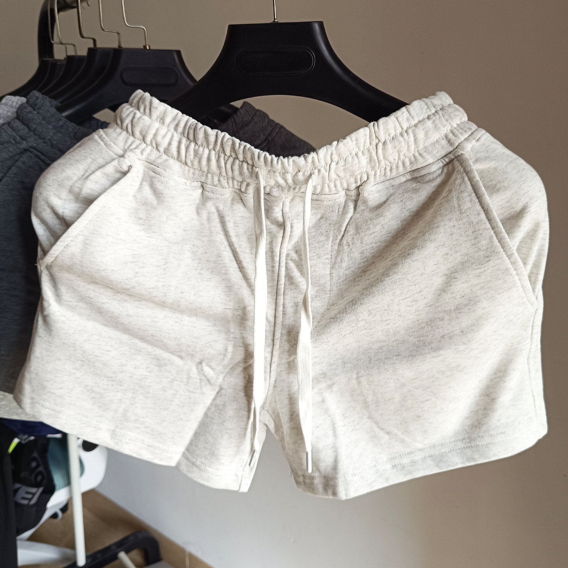 Men's Cotton Elastic Waist Straight Casual Sports Shorts
