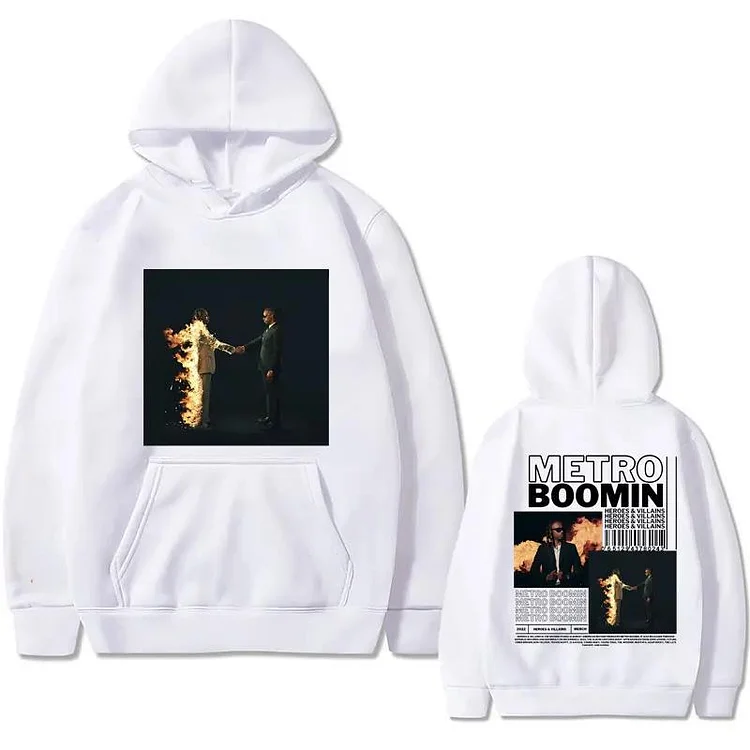 Rapper Metro Boomin Heroes & Villains Music Album Print Hoodie Vintage Oversized Sweatshirts at Hiphopee