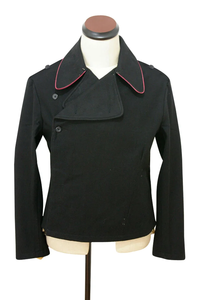   Elite German Hot Pink Collar Thread Panzer Black Wool Wrap Jacket German-Uniform