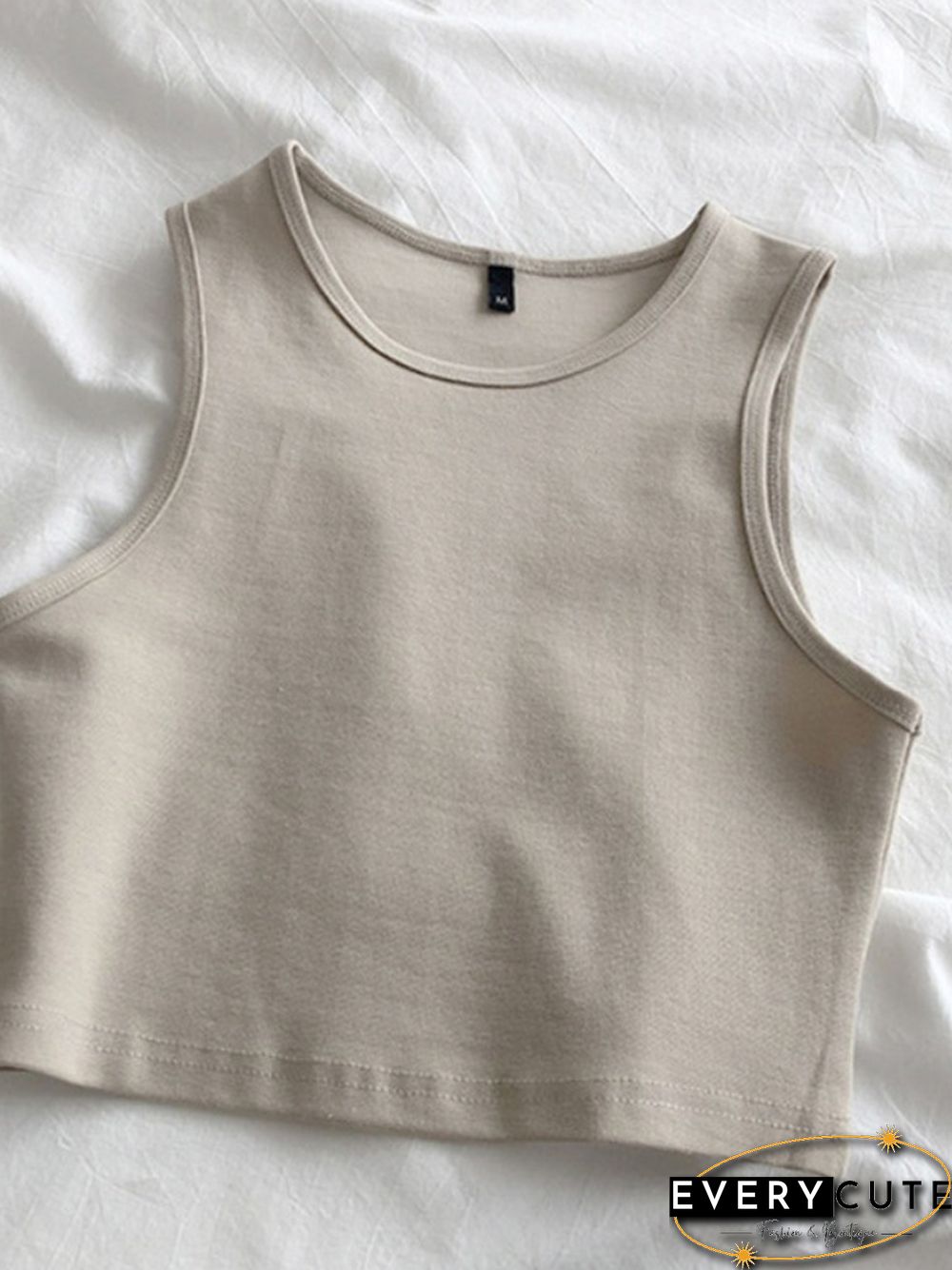 Summer New Ladies Retro Crop Top High Waist Slimming Stretch Slim Short Sleeveless Bottoming Top