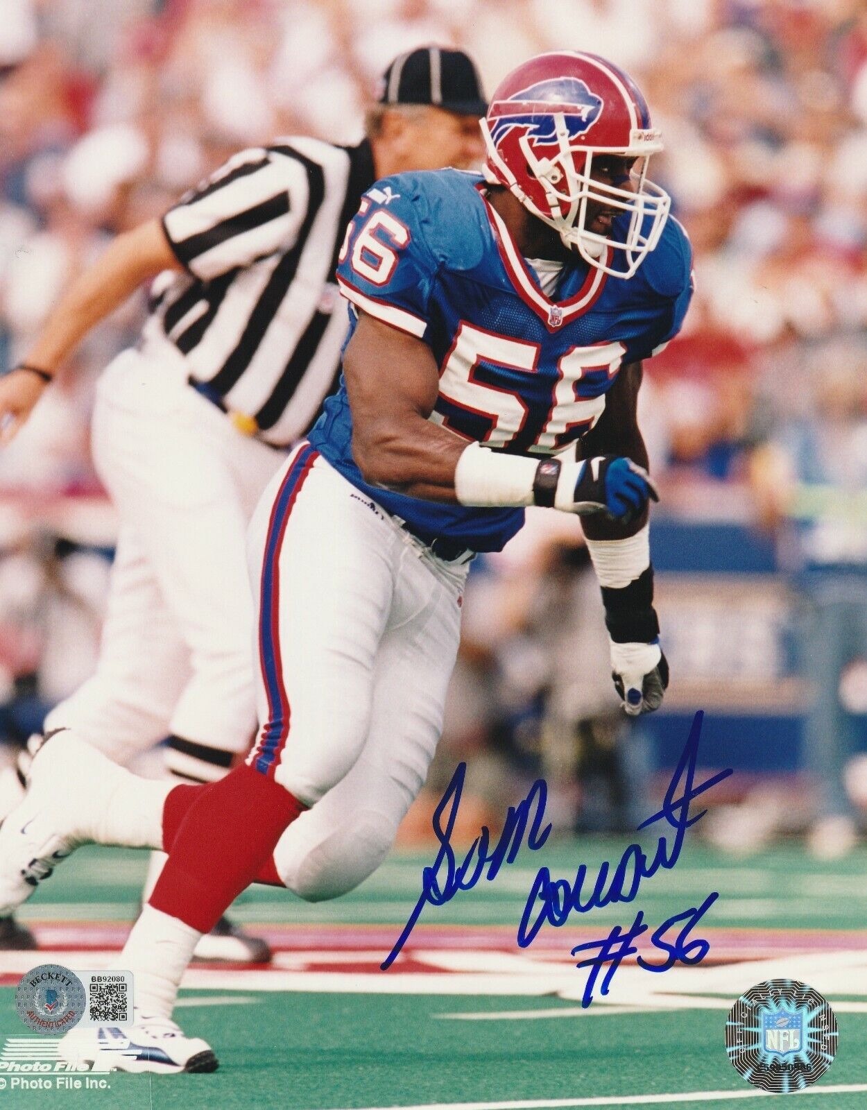 SAM COWART Signed Buffalo BILLS 8x10 Photo Poster painting w/ Beckett COA (BAS)