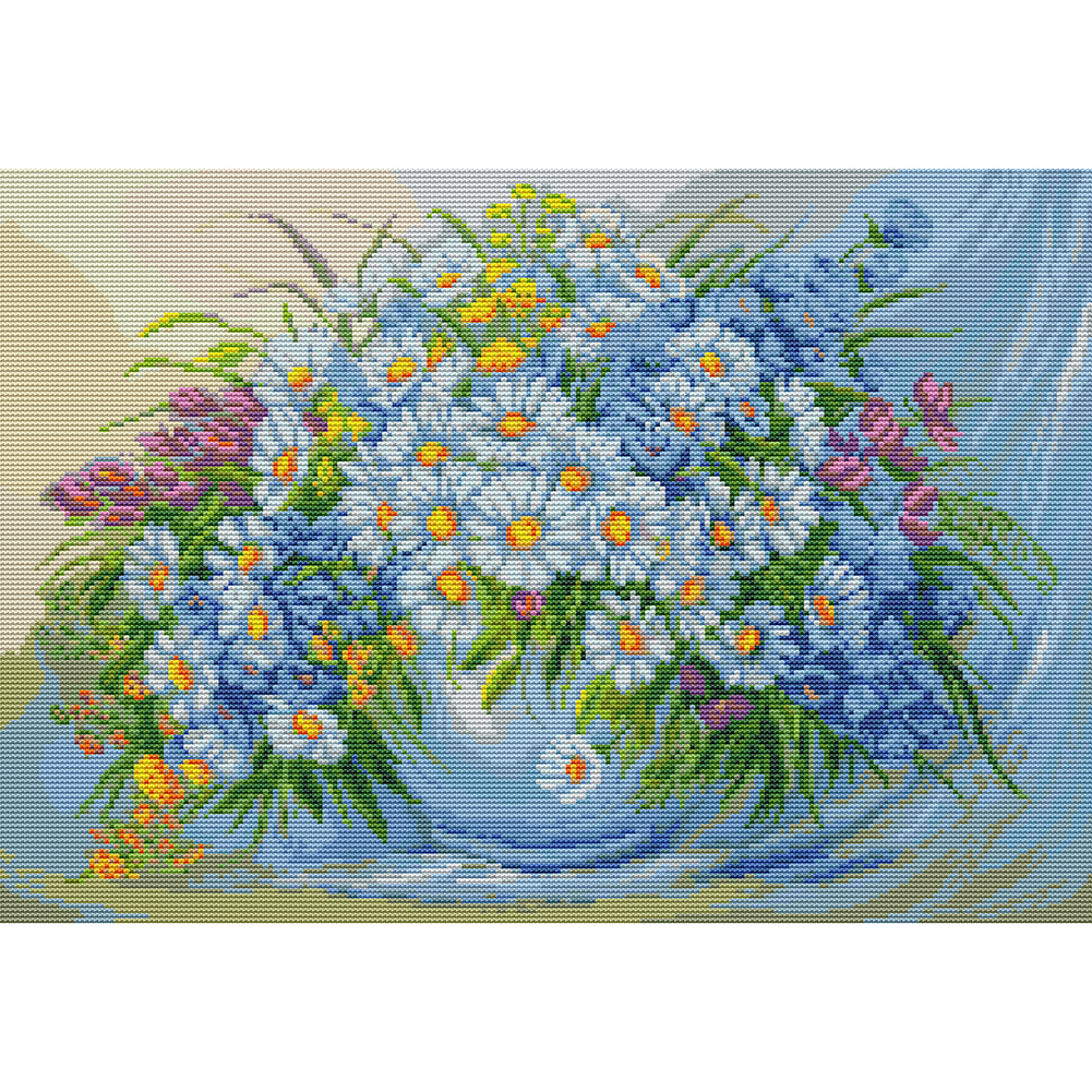 

48*35CM - 14CT Stamped Cross Stitch-Flowers Series, 501 Original