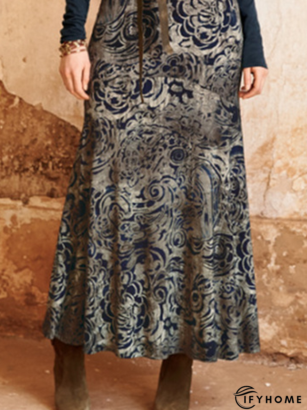 Ethnic Jersey Loose Skirt | IFYHOME