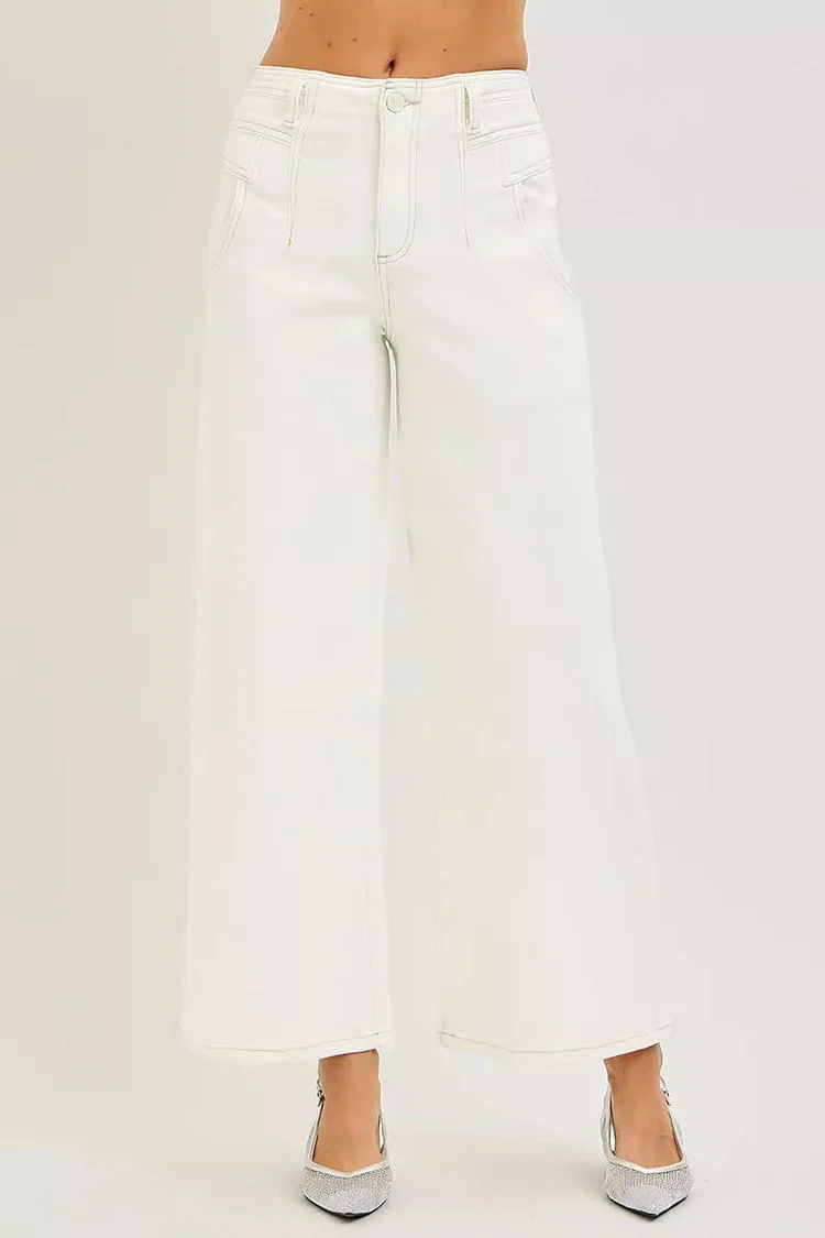 RISEN High Rise Ankle Wide Pants