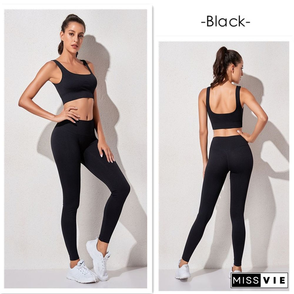 Womens Sportswear Yoga Set Workout Clothes Athletic Wear Sports Gym Legging Seamless
