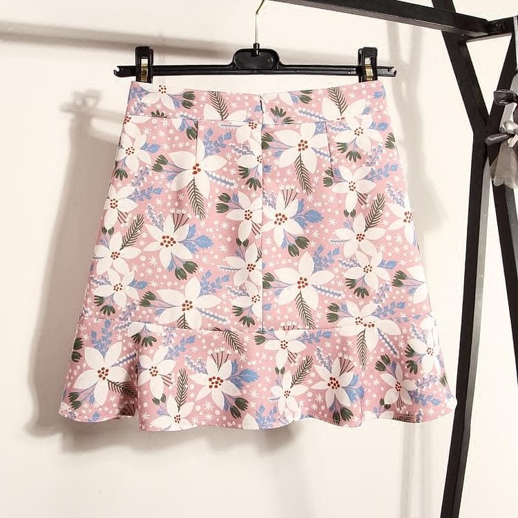 Pink/Blue/Green Sweet Flower Falbala Skirt SP1812525