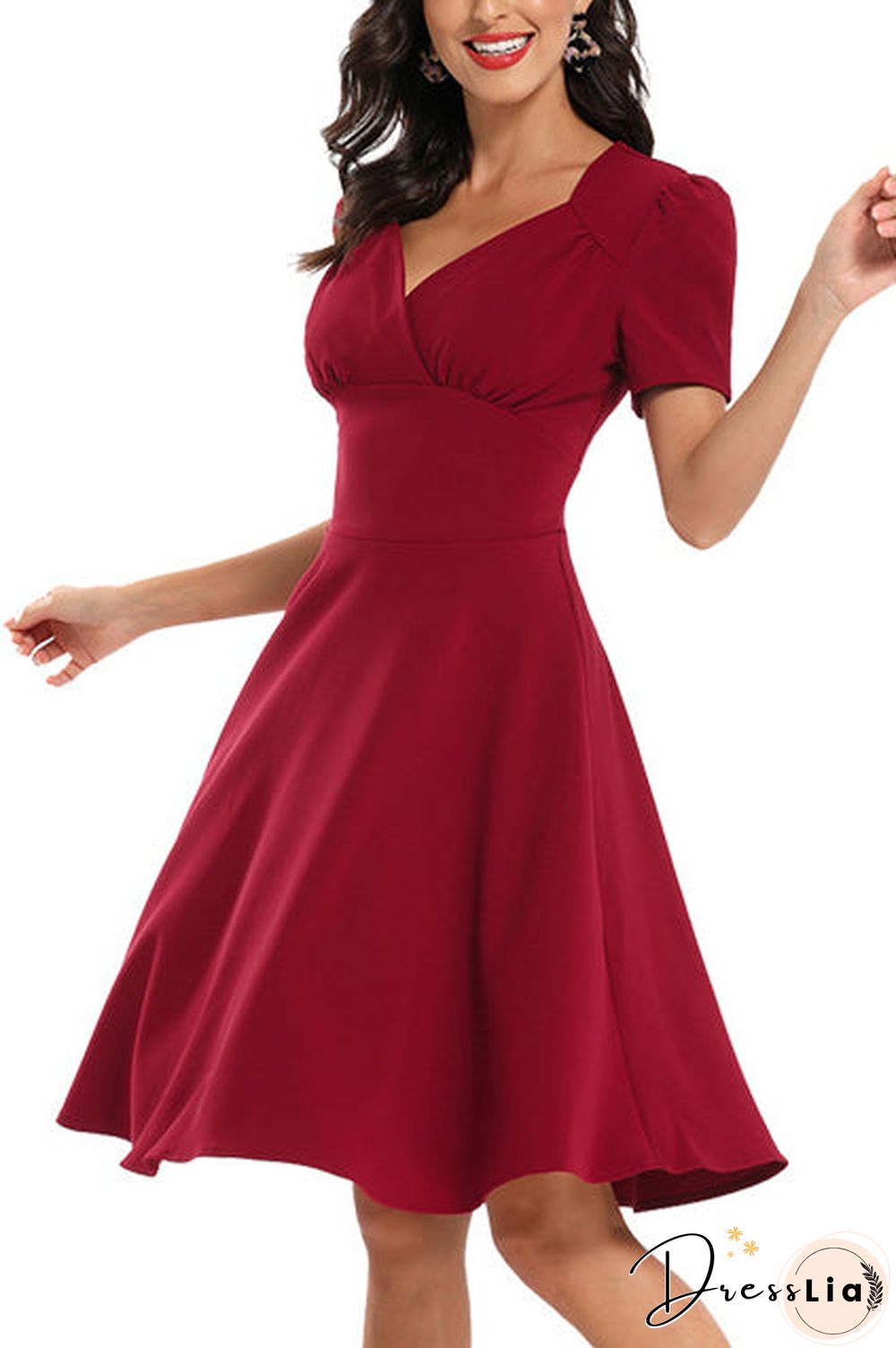 Vintage V-neck A-line Prom Wrap Dress