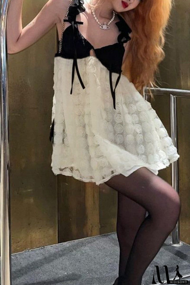 MidiSono - Sexy Patchwork Backless Spaghetti Strap Sleeveless Dress Dresses