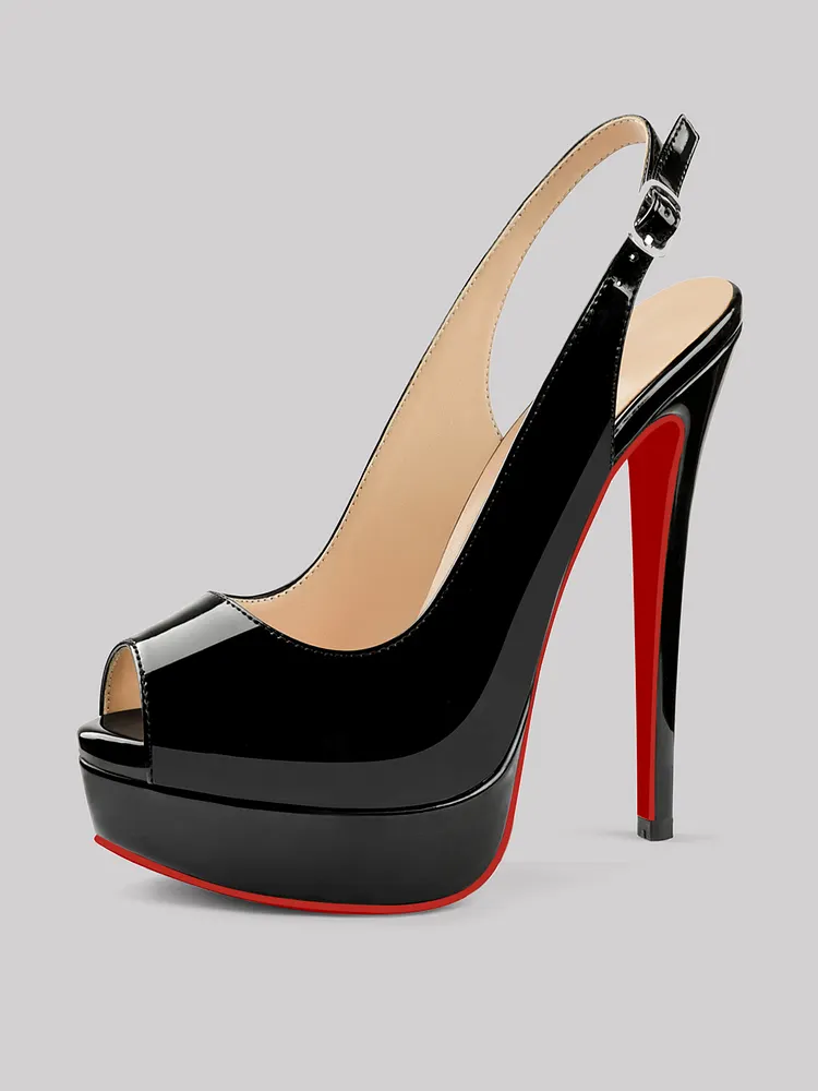 Peep Toe Platform Slingback Rose Red Sandals