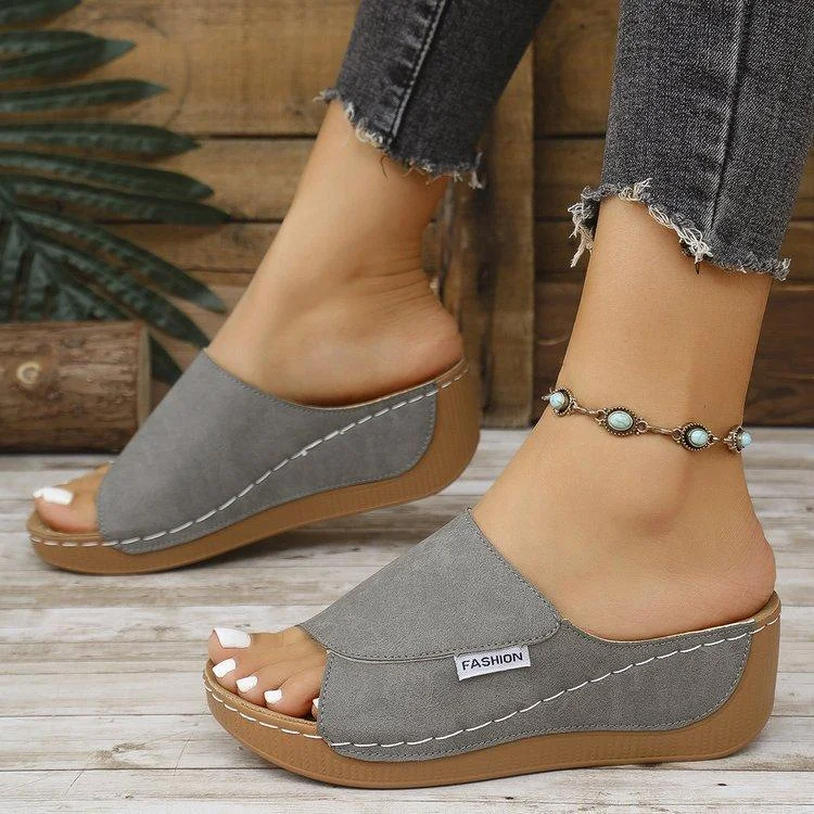 Breakj Breakj Thick-Bottomed Slippers Women's 2025 New Summer Simple Fashion Fish Mouth Slope And Slippers Women's Shoes