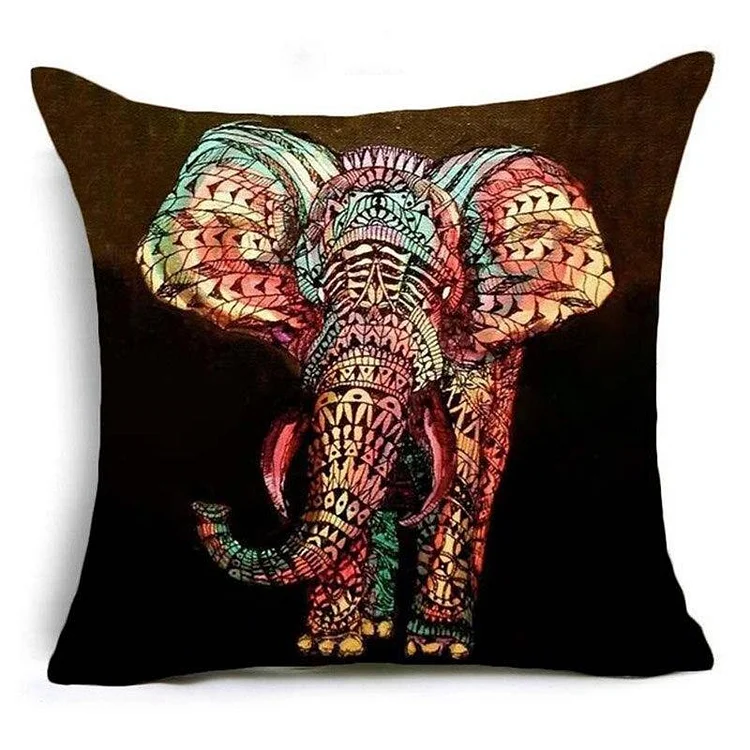 Bohemia Elephant Polyester Cushion Cover Indian Style Affection Animal Home Decorative Pillow Cover for Sofa Pillowcase