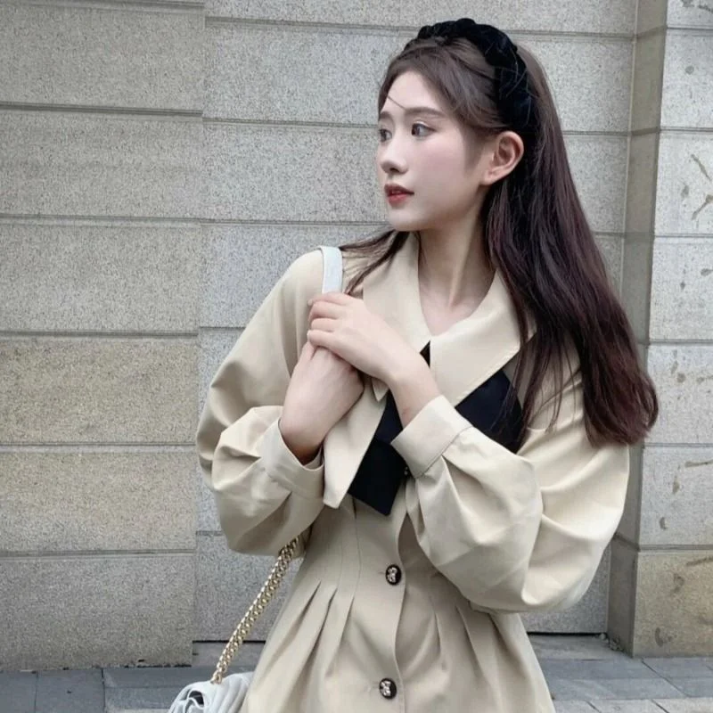 Long-Sleeve Peter Pan-Collar Single-Breasted Mini A-Line Dress YP2232