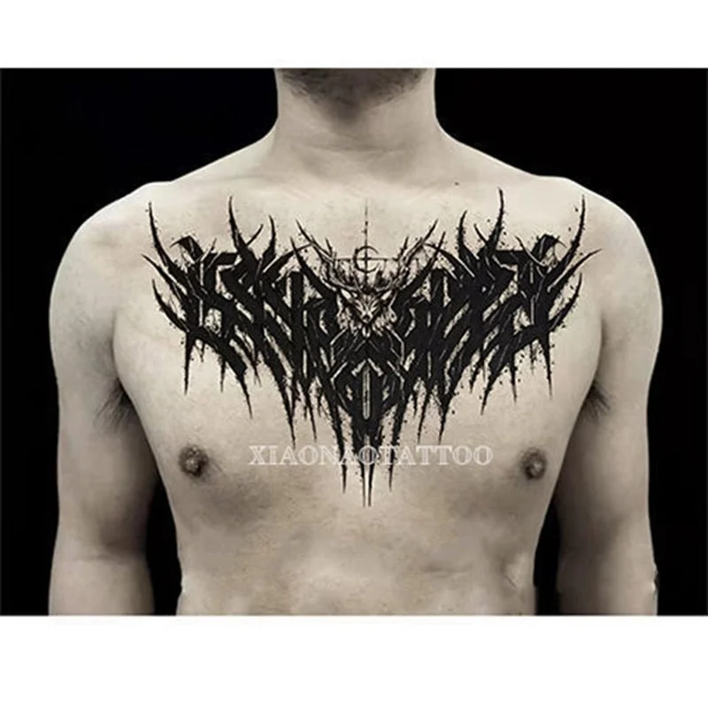 Dark Big V Flower Body Temporary Tattoo Stickers Men and Women Body Art Sexy Rock Cool Fake Tattoo Chest Clavicle Tattoo Sticker