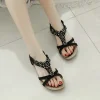 Gioiacombo&trade; 2022 estate sandali carini scarpe basse con strass fiore boh&eacute;mien femminile
