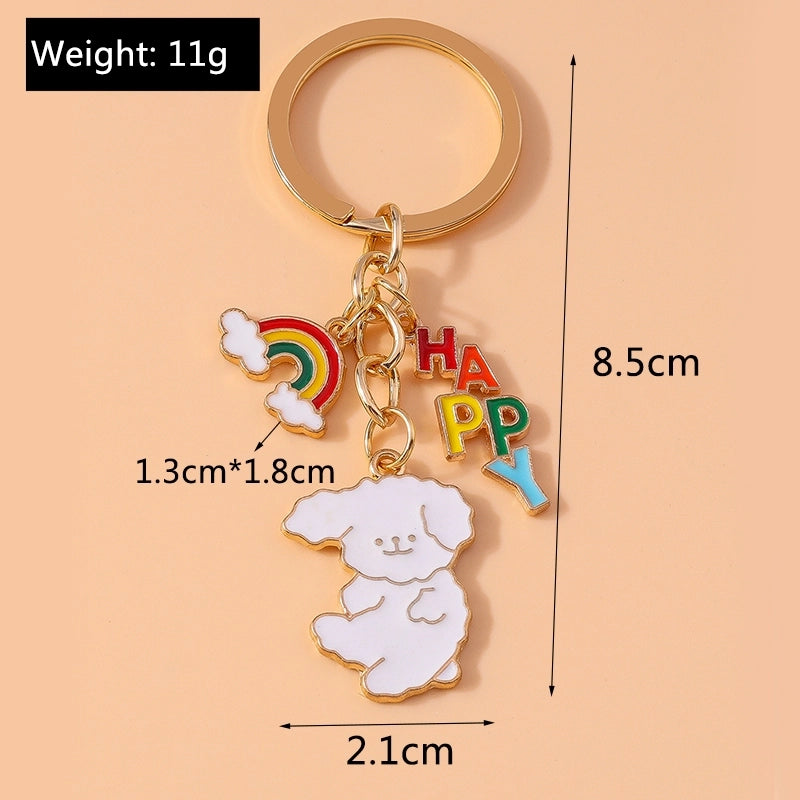 Cartoon Style Sweet Rainbow Bear Duck Alloy Keychain