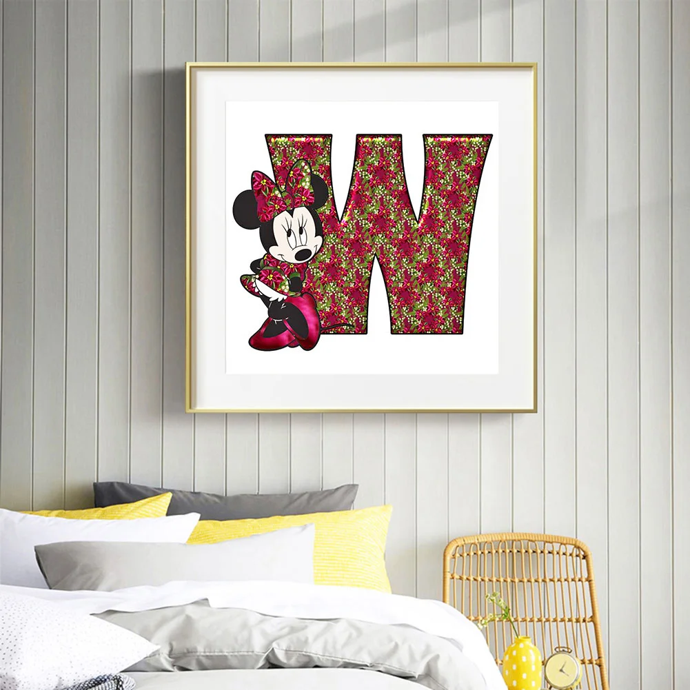 Full Round Diamond Painting 30*30cm - Mickey Mouse Letter W
