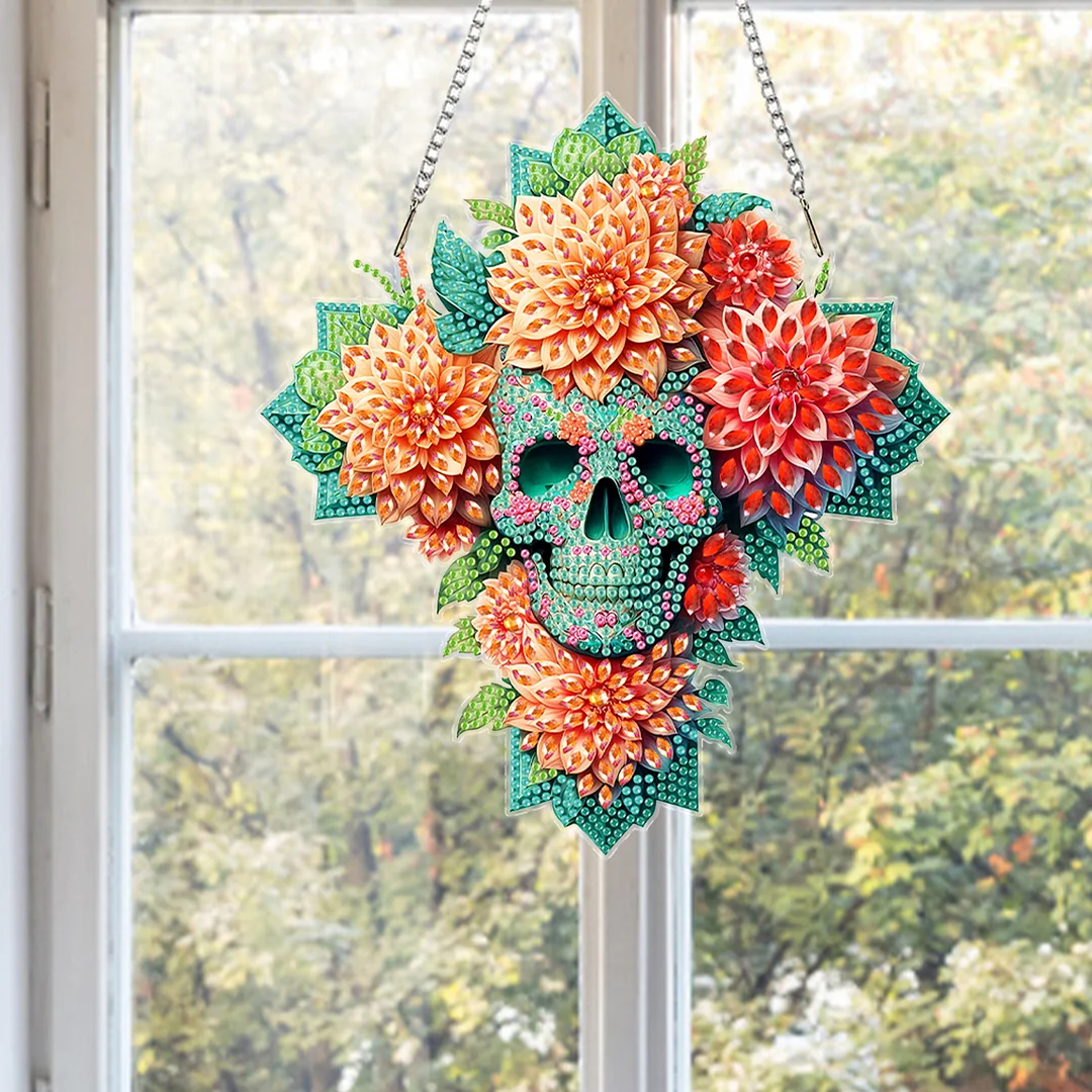 Crosses Skulls 2DFlat DIY Acrylic Diamond Painting Kit Window Hanging Home Decor