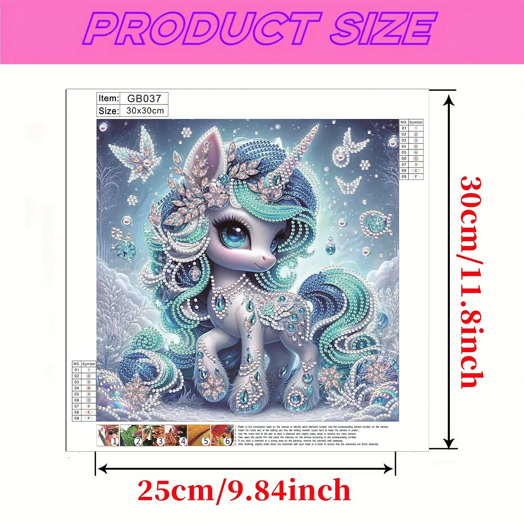 Blue Unicorn - Diamond Painting - Partial Special Shaped Drill(Canvas|30*30cm)