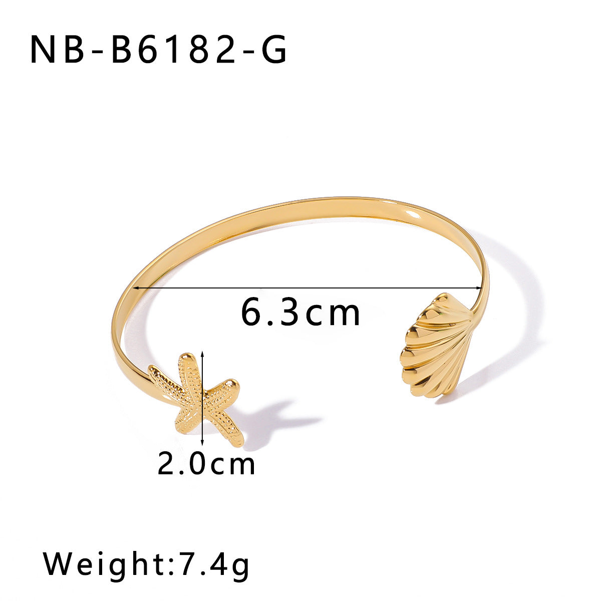 Versatile Ocean Element Starfish Scallop Opening Adjustable Fashion Stainless Steel Bracelet