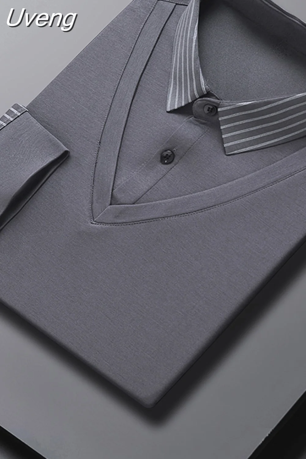 Uveng Colors 2025 New Arrival Men's Casual Classic Polo Shirts Men Business Slim Fit Long Sleeve Polos Brand Men's Clothing 413-0