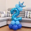 10PCS Blue Pink Party 0 - 9 Numbers Aluminum Film Latex Balloons Birthday Anniversary Decors
