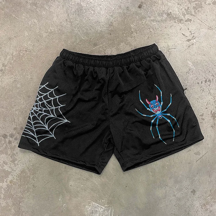 Sopula Spider Graphic Black Mesh Shorts