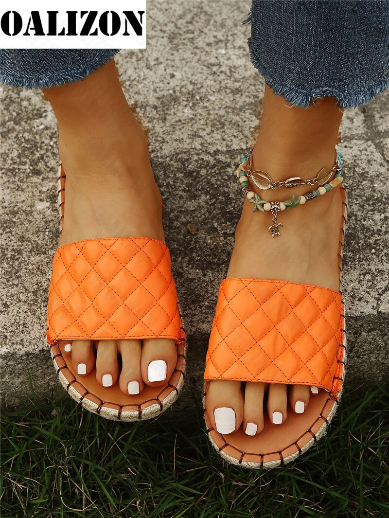 Women Open Toe Stitching Espadrilles Flat Sandal Slippers Summer Shoes Women Casual Beach Lady Flats Slippers Shoes Femme Woman