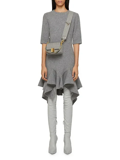 Givenchy Woven Chain Logo Crossbody Bag-Stone Grey