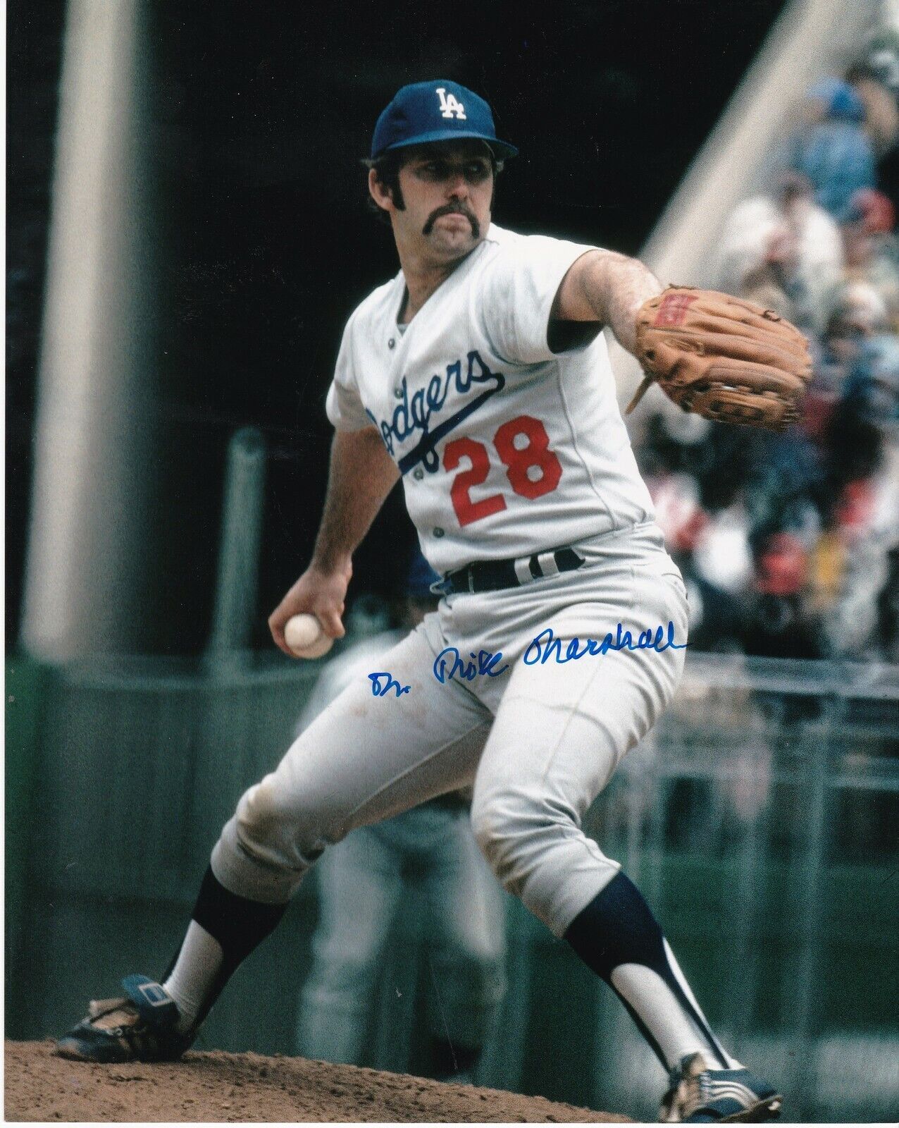 MIKE MARSHALL LOS ANGELES DODGERS ACTION SIGNED 8x10