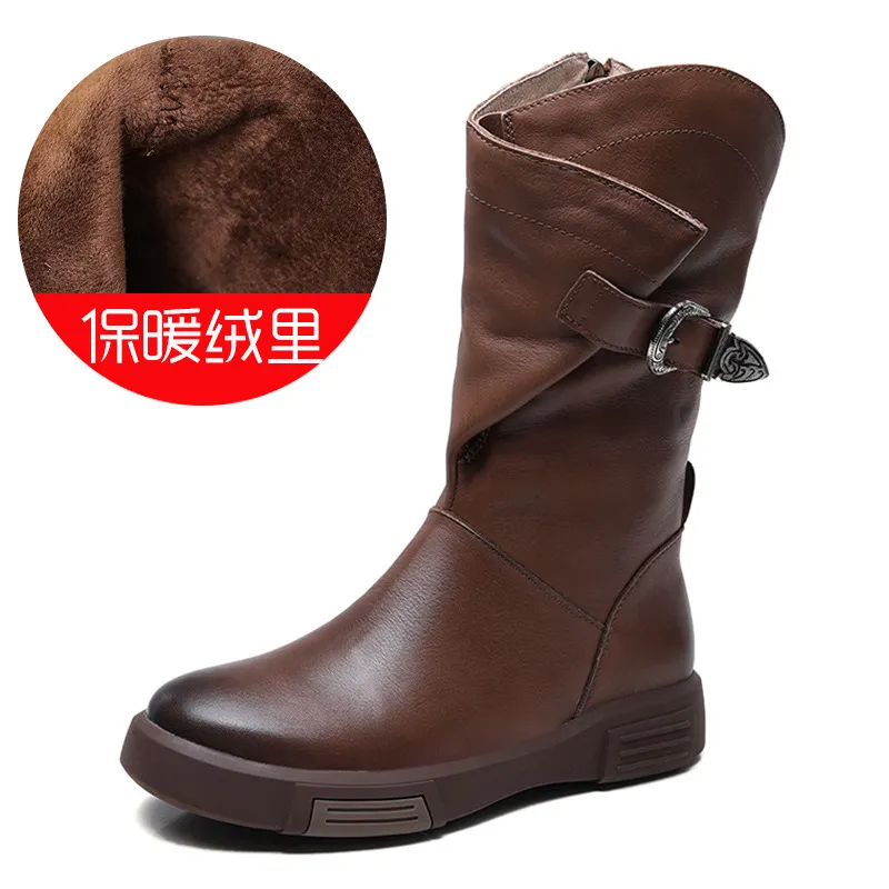 Yyvonne Martin Boots Flat Bottom Middle Knight Boots New Vintage V-Port Side Zipper Slim Single Boots