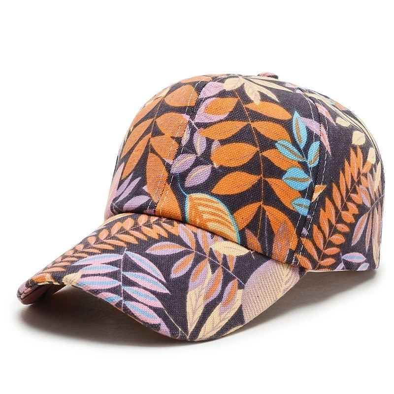 Unisex Basic Color Block Printing Flat Eaves Baseball Cap