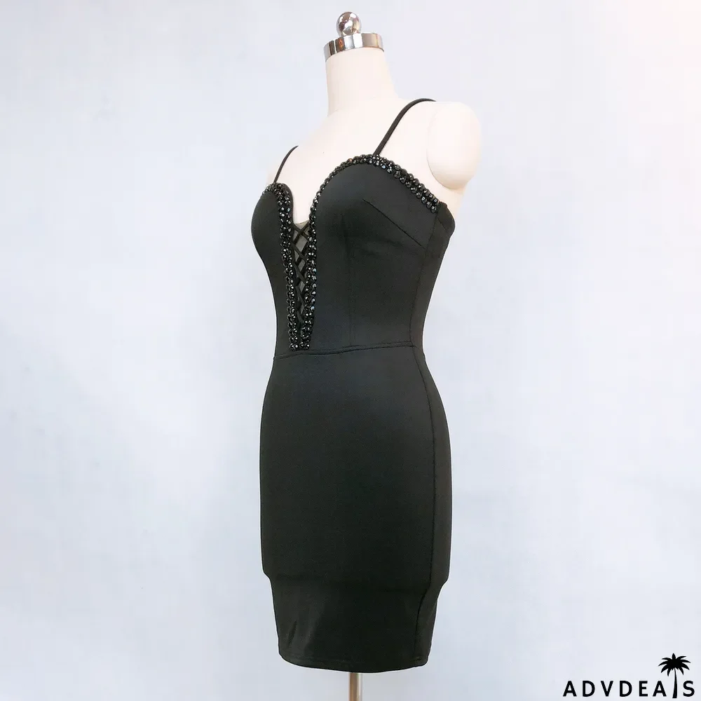 Strapless Beaded Diamond Sexy Bodycon Dress Wedding Formal Party Dress