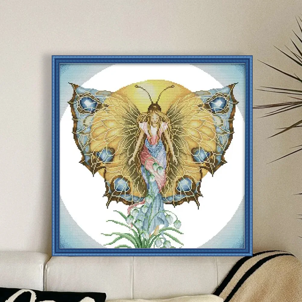 DIY Stamped Cross Stitch 14CT Partial Embroidery 46*46cm - Butterfly Fairy