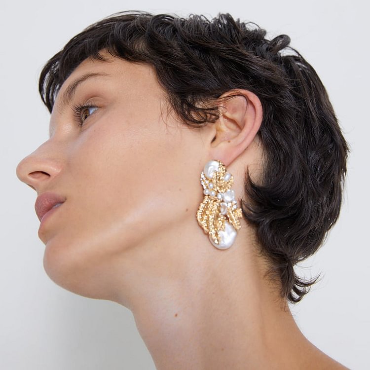 Leaf Diamond Geometry Earrings