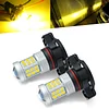 KISLED Super Bright 3000lm 2504,PSX24W,12276 LED Fog Lights Bulbs DRL High Power 2835 Chips with Projector Lens Replacement for Cars Trucks,Gold Yellow