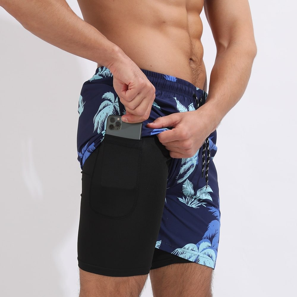 Navy Coconut – Mid-Length Hybrid Gym/Swim Shorts