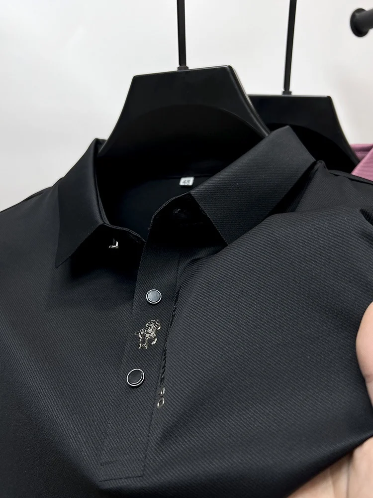 High-quality ice-smooth breathable short-sleeved t-shirt men's summer brand embroidered polo shirt fashion casual men's wear