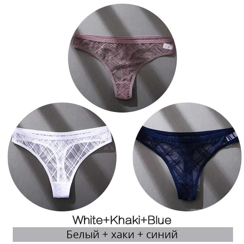 FINETOO Sexy Thongs Panties Women M-XL Transparent Lattice Underwear Ladies Lace G-string Underpants Female Thong Lingerie 2021