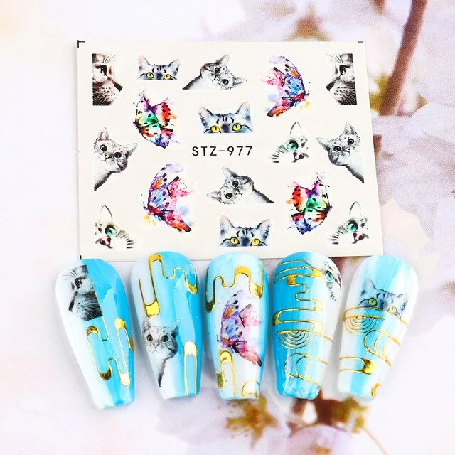 Nail Stickers Water Transfer Multiple Colors Ink Butterfly Designs Nail Decal Decoration Tips For Beauty Salons