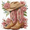 DIY Pearl Painting - Handmade Self - Adhesive Pearls - Pink cowboy boots and hat