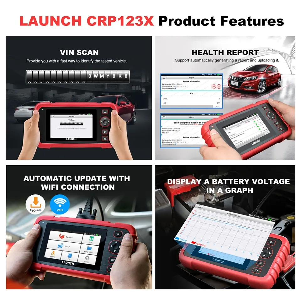 LAUNCH Creader CRP123X OBD2 Scanner Code Reader ABS SRS