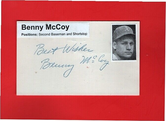 1940/41 BENNY McCOY-PHILADELPHIA A'S OBSCURE AUTOGRAPHED 3X5 W/Photo Poster painting-d.2011