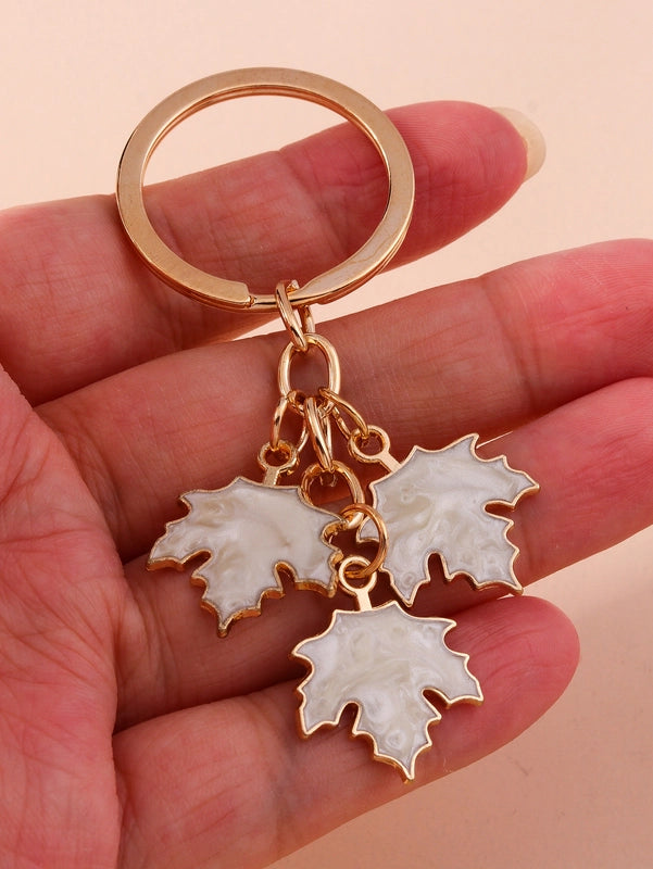 IG Style Ginkgo Leaf Alloy Enamel Bag Pendant Keychain