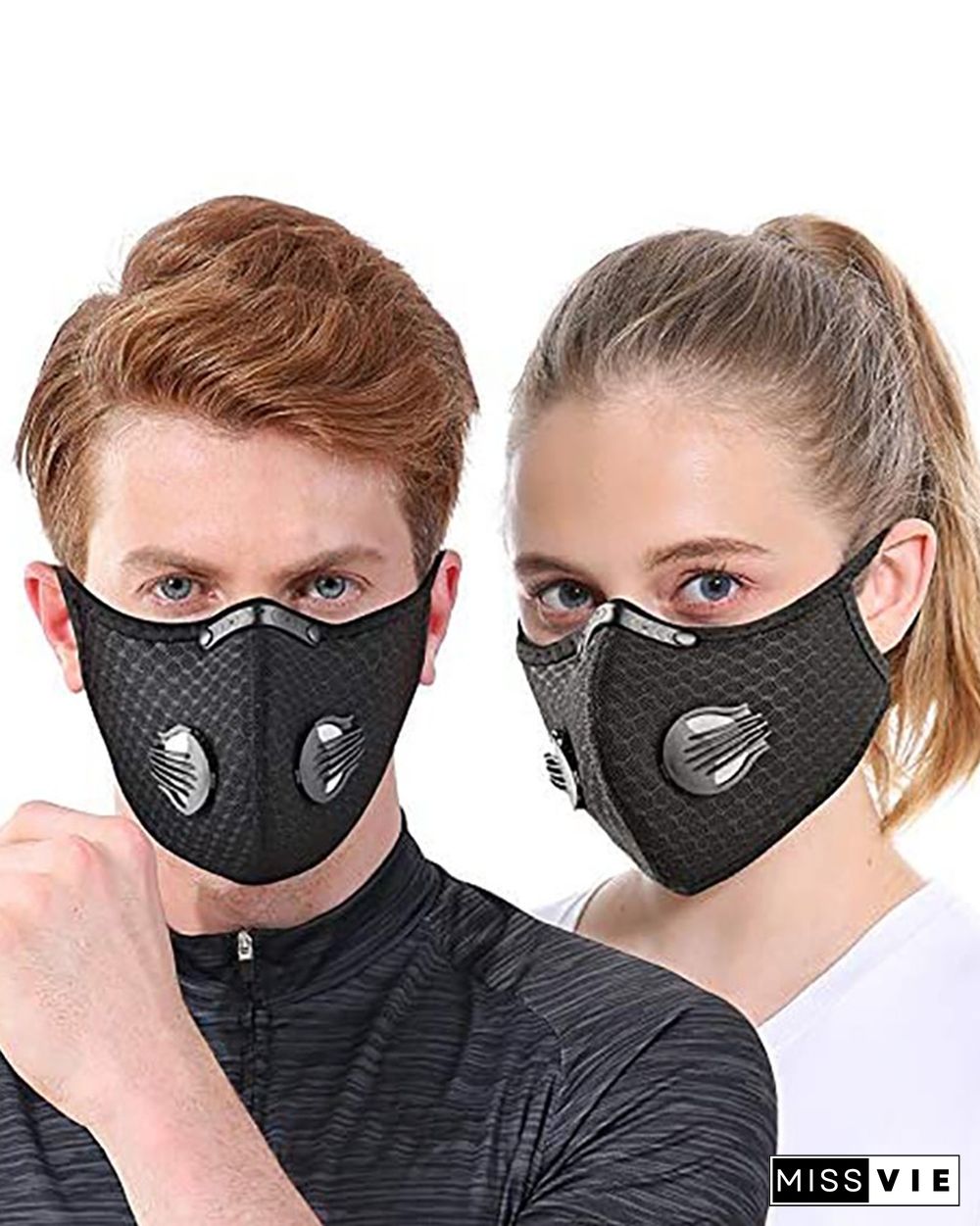 Solid Breathing Washable 2 Valves Face Mask (1 filters as gift)