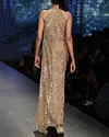 Elegant Sequin Embroidered Halter Neck Gown