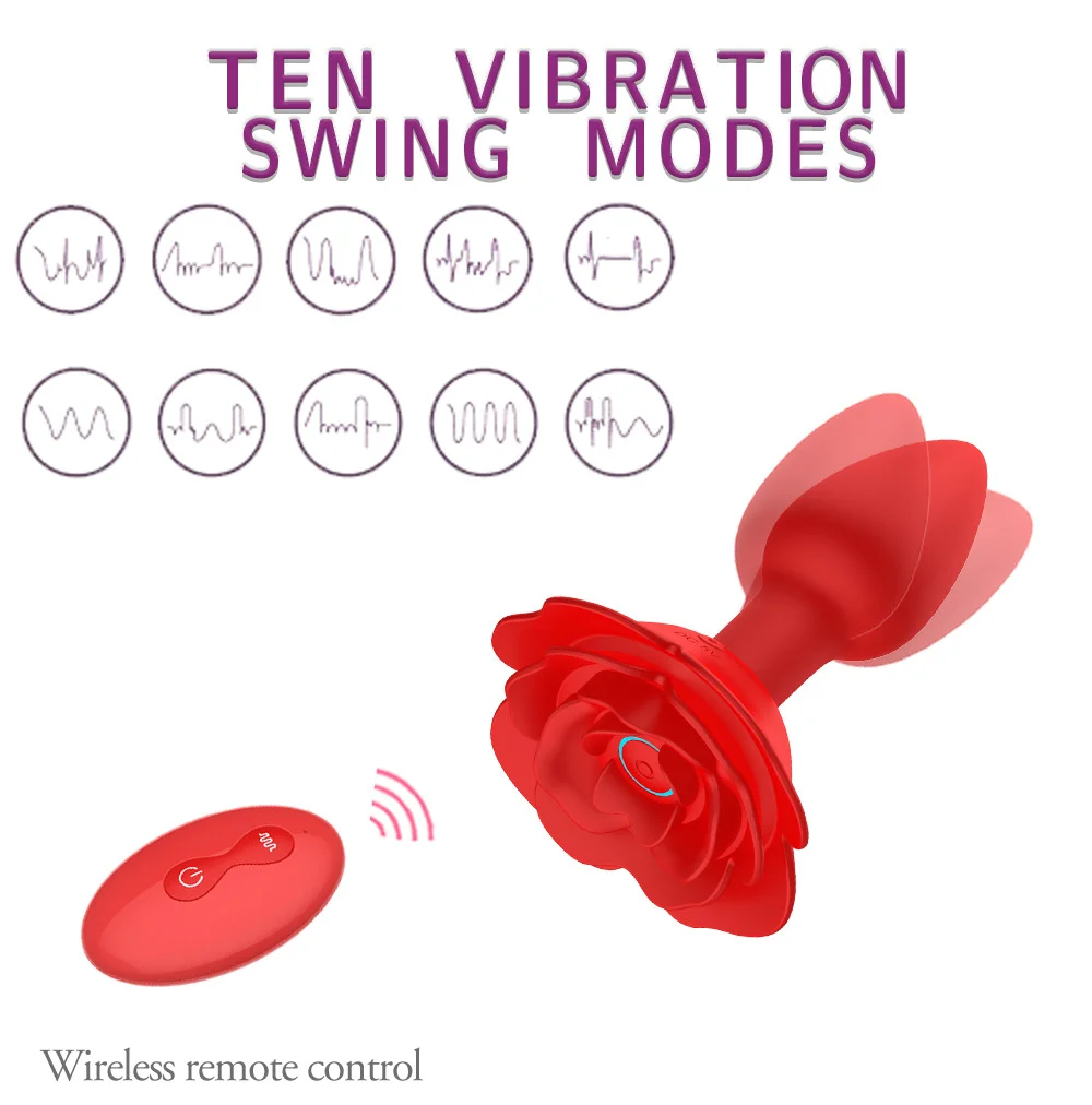 2-in-1 Swinging Rose Anal Vibrator - Rose Toy